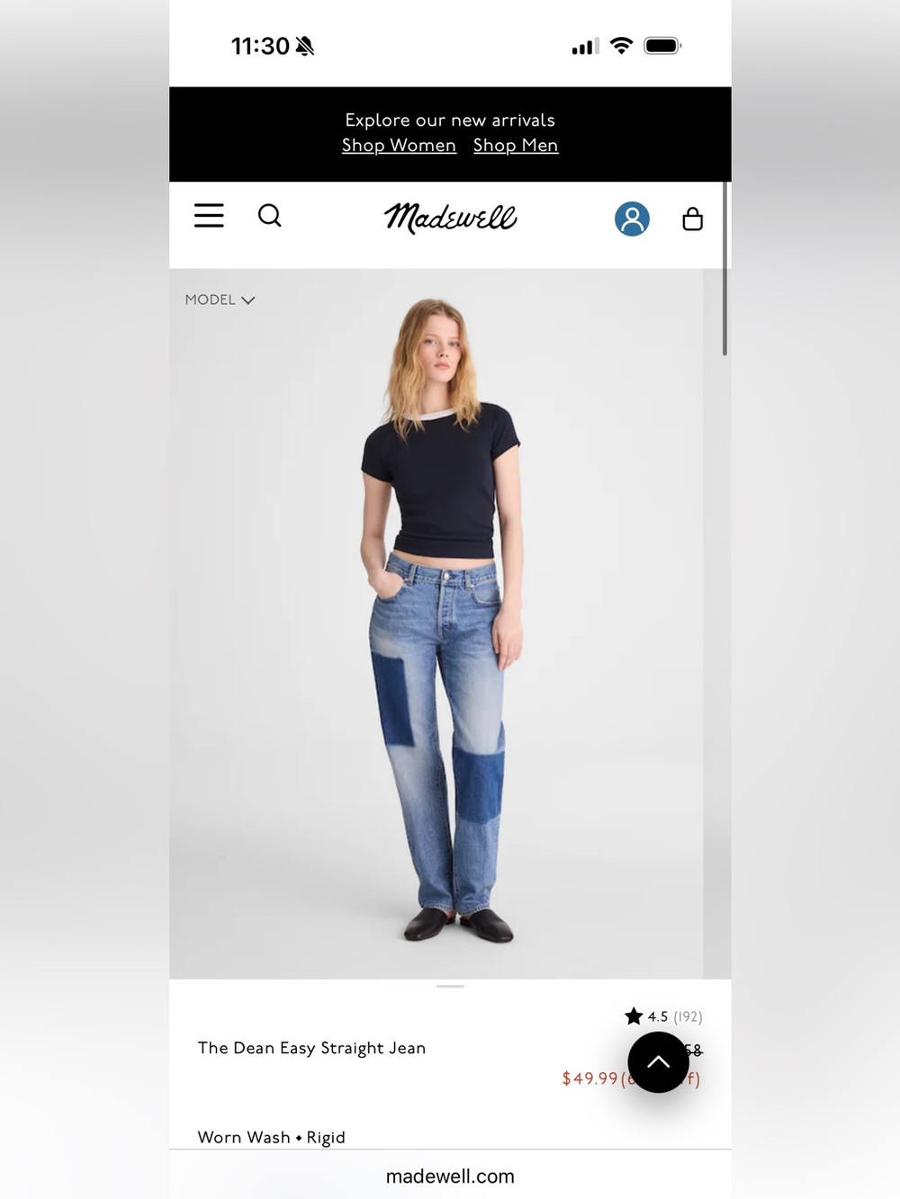 Madewell The Dean Easy Straight Jeans 33 Brand New - Picture 3 of 3